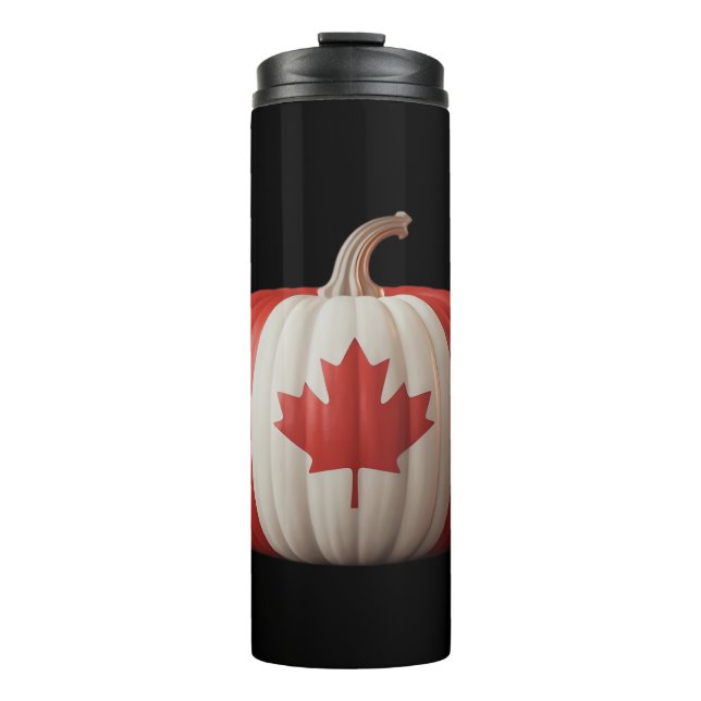 Garrafa Térmica Canadiano Flag Pumpkin Maple Leaf Thankplaying Ove (Frente)