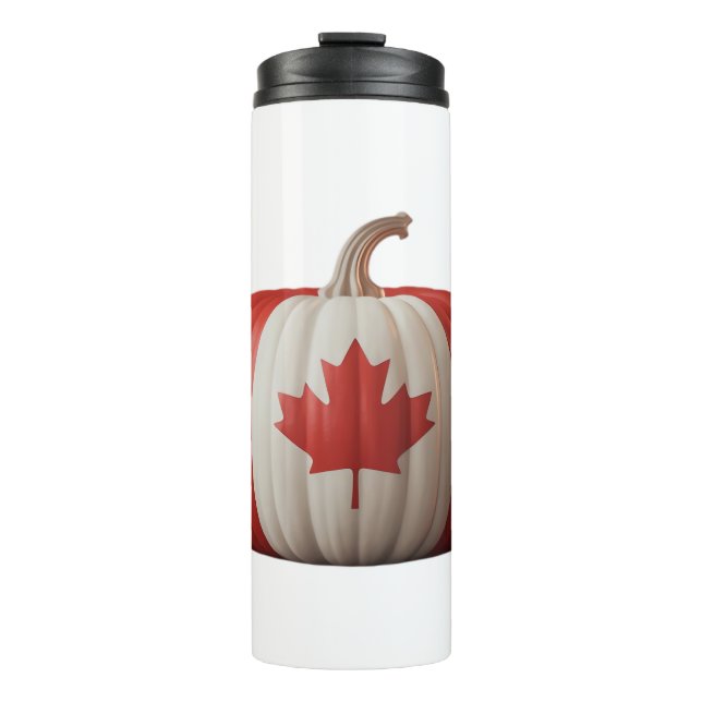 Garrafa Térmica Canadiano Flag Pumpkin Maple Leaf Thankplaying Ove (Frente)