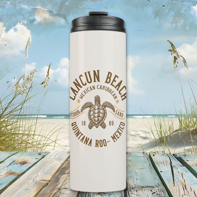 Garrafa Térmica Cancun Beach Mexico | Paradise Mexican Caribbean (Criador carregado)