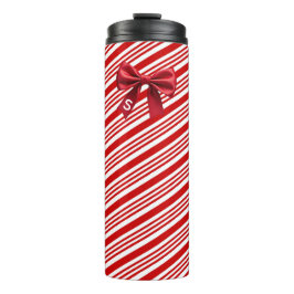Garrafa Térmica Candy Cane Stripes Red Bow Festive Christmas 