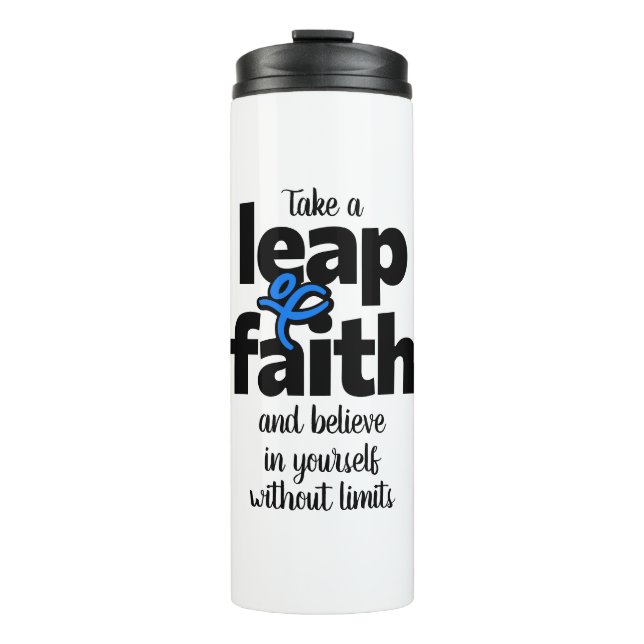Garrafa Térmica Caneca Dar um Salto de Fé & Acredite... (Frente)