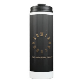 Garrafa Térmica Caneca de Café com Numeração Romana em Preto Fosco