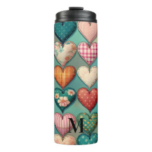 Garrafa Térmica Caneca de Café de Coração de Tecido Costurado Desg