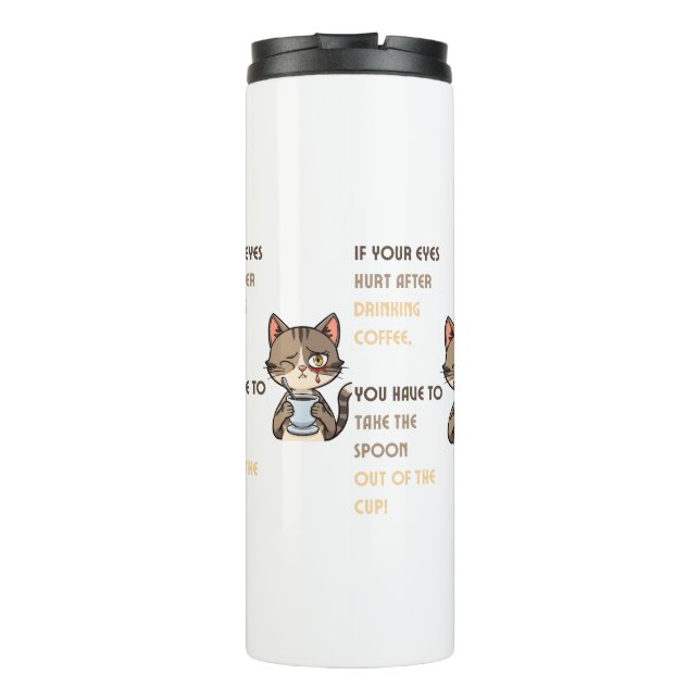 Garrafa Térmica Caneca de café de gato engraçado (Verso)