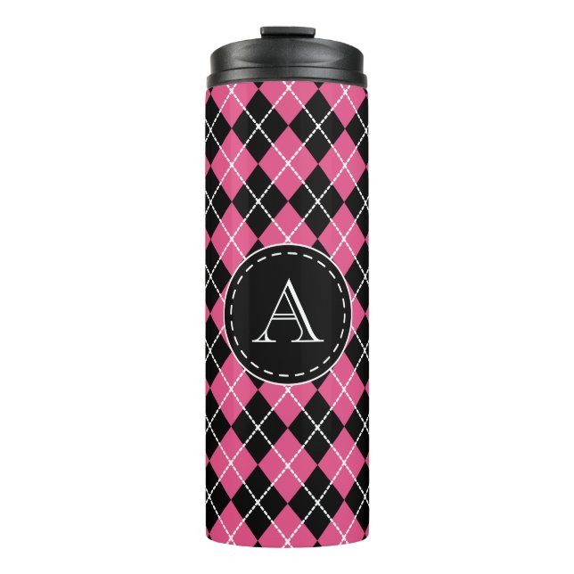 Garrafa Térmica Caneca de Café Rosa Monograma (Frente)