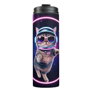 Garrafa Térmica Caneca de Gato Espacial Neon – Xícara de Café com 