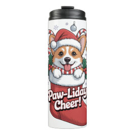 Garrafa Térmica Caneca de Natal de Corgi Fofa – Café Alegria de Pa