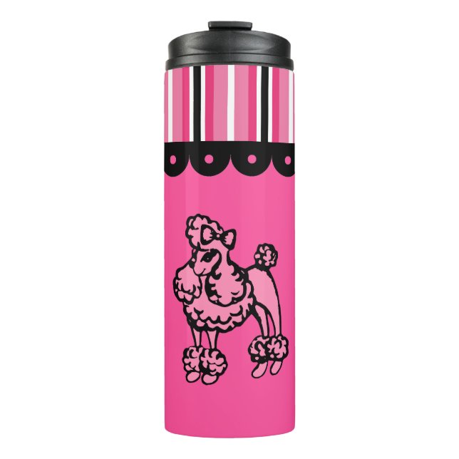Garrafa Térmica Caneca de Poodle Rosa Brilhante (Frente)