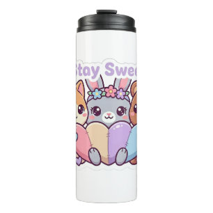 Garrafa Térmica Caneca de Viagem Animais Kawaii Fofos Pastel