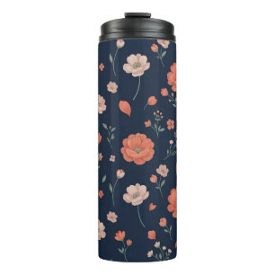 Garrafa Térmica Caneca de Viagem Botânica Coral Fofo e Bege