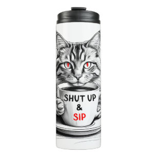 Garrafa Térmica Caneca de Viagem Cale a Boca e Beba – Gato Sarcást