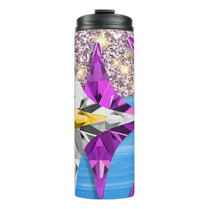 Garrafa Térmica Caneca de Viagem com Brilho de Cristal Geométrico