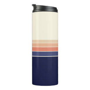 Garrafa Térmica Caneca de viagem com risca de pêssego e azul retro