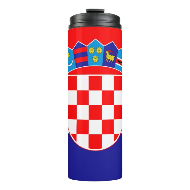 Garrafa Térmica Caneca de viagem da Croácia, bandeira croata patri (Frente)