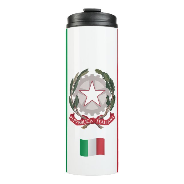 Garrafa Térmica Caneca de viagem da Itália, Bandeira italiana patr (Frente)