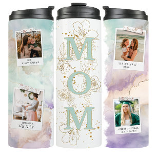 Garrafa Térmica Caneca de Viagem de Café com Foto de Mãe em Verde