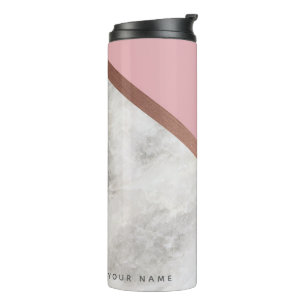 Garrafa Térmica Caneca de viagem de mármore Dourado cor-de-rosa