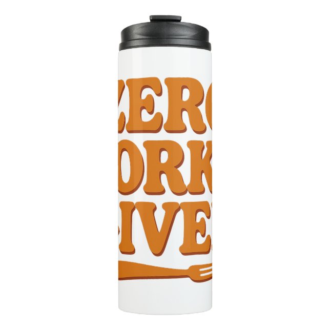 Garrafa Térmica Caneca de Viagem Divertida Sem Garfos Dados (Frente)