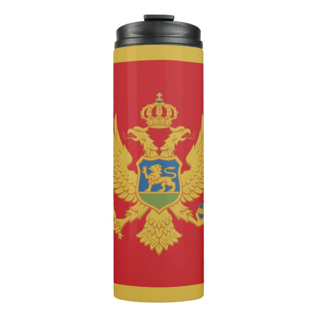 Garrafa Térmica Caneca de viagem do Montenegro, Patriótica Bandeir (Frente)