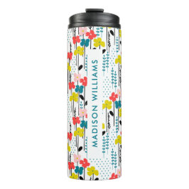 Garrafa Térmica Caneca de viagem Floral Personalizada com Nome