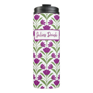 Garrafa Térmica Caneca de Viagem Floral Retro Roxa | Botânica Vint