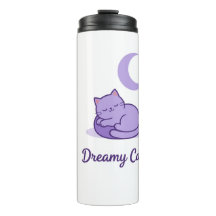 Caneca de Viagem Gato Roxo Fofo Presente Lua