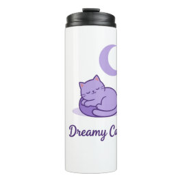 Garrafa Térmica Caneca de Viagem Gato Roxo Fofo Presente Lua