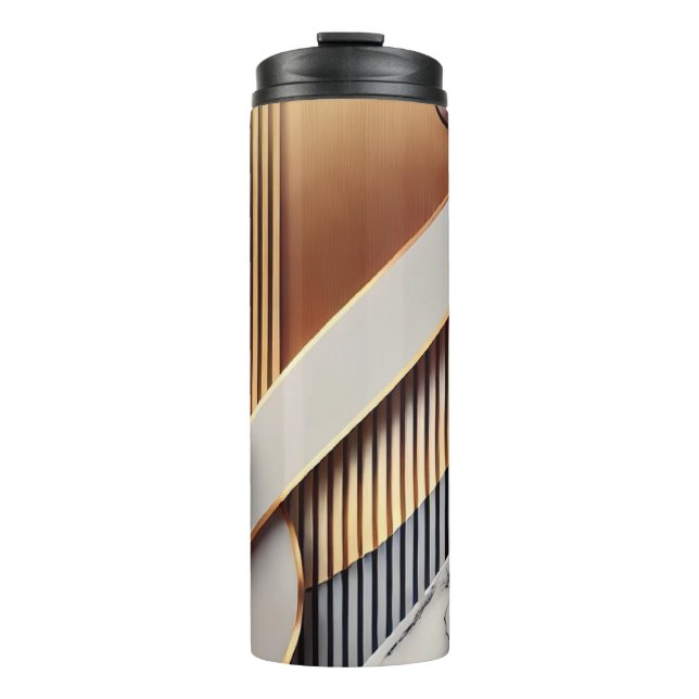 Garrafa Térmica Caneca de viagem Geométrica Dourada e Marble (Frente)