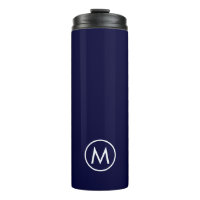 Caneca de viagem mínima de monograma branco Marinh