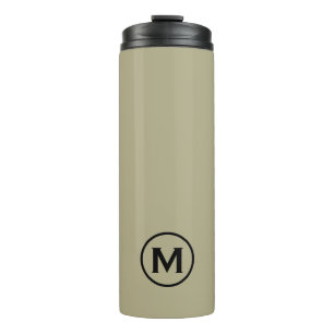 Garrafa Térmica Caneca de viagem Mínima de Monograma Verde Preto
