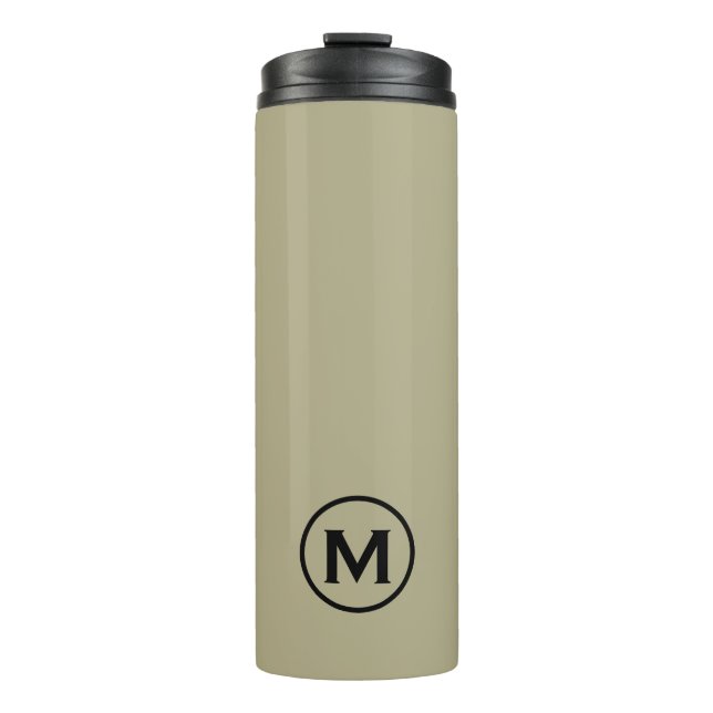 Garrafa Térmica Caneca de viagem Mínima de Monograma Verde Preto (Frente)