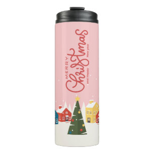 Garrafa Térmica Caneca de Viagem Natal Feliz   Férias Festivas 