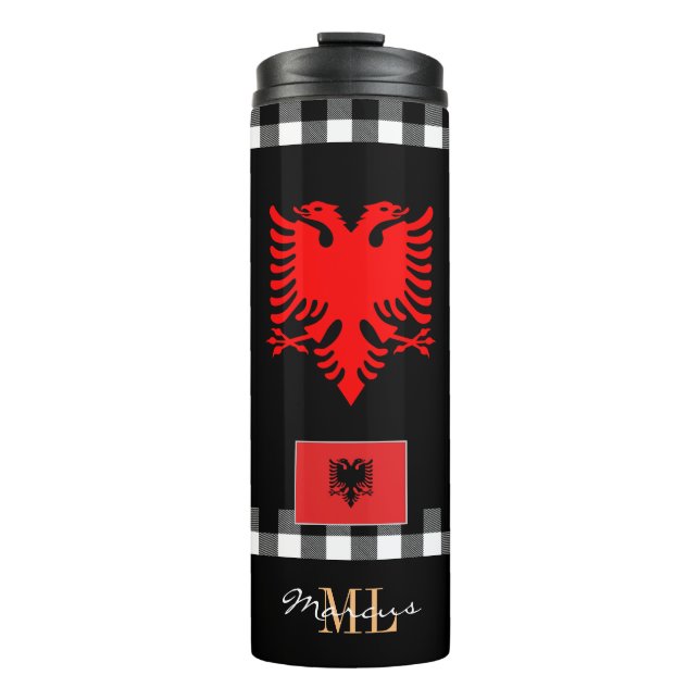 Garrafa Térmica Caneca de viagem Patriótica da Albânia, Bandeira A (Frente)