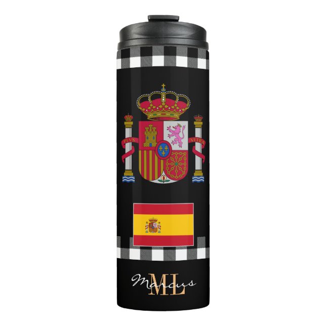Garrafa Térmica Caneca de viagem Patriótica de Espanha, Bandeira E (Frente)