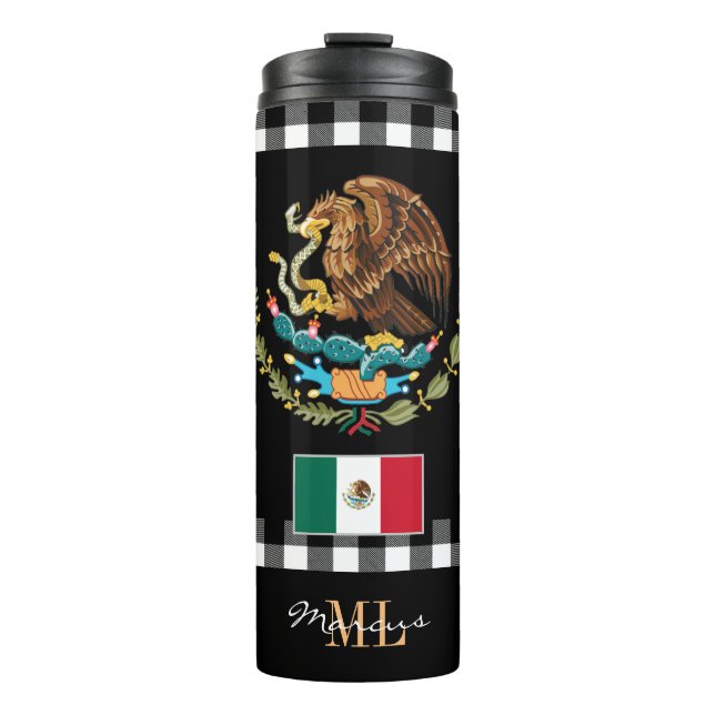 Garrafa Térmica Caneca de viagem Patriótica do México, Bandeira Me (Frente)