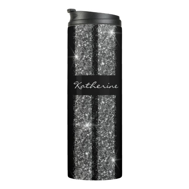 Garrafa Térmica Caneca de viagem Personalizada de Glitter de Prata (Rotação à direita)