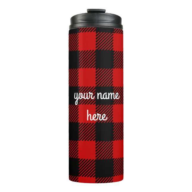 Garrafa Térmica Caneca de viagem Personalizada de Xadrez Vermelha (Frente)