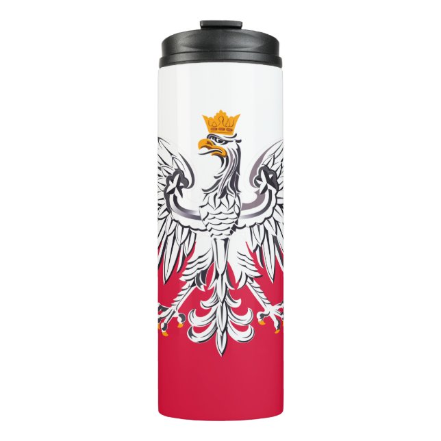 Garrafa Térmica Caneca de viagem Polônia, Bandeira Polonesa patrió (Frente)
