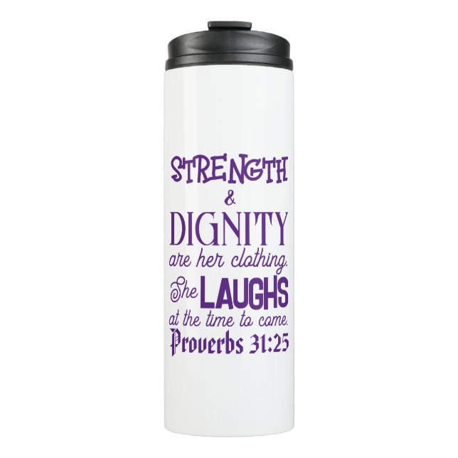 Garrafa Térmica Caneca de viagem Proverbs 31:25 (Frente)