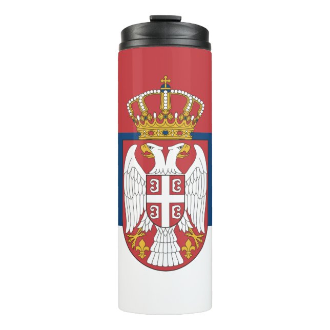 Garrafa Térmica Caneca de viagem Sérvia, Bandeira Sérvia patriótic (Frente)