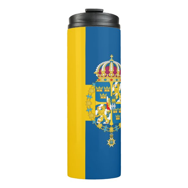 Garrafa Térmica Caneca de viagem suecia, Bandeira Sueca Patriótica (Frente)