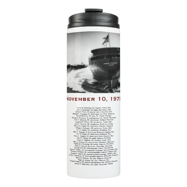 Garrafa Térmica Caneca do Edmund Fitzgerald com Nomes da Tripulaçã (Frente)