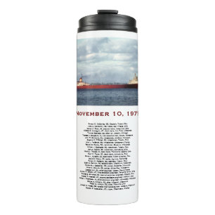 Garrafa Térmica Caneca do Edmund Fitzgerald com Nomes da Tripulaçã