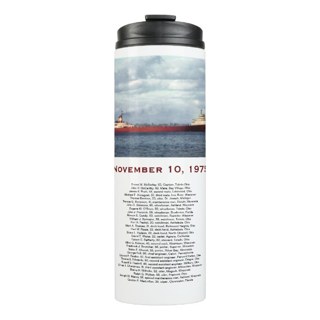 Garrafa Térmica Caneca do Edmund Fitzgerald com Nomes da Tripulaçã (Frente)