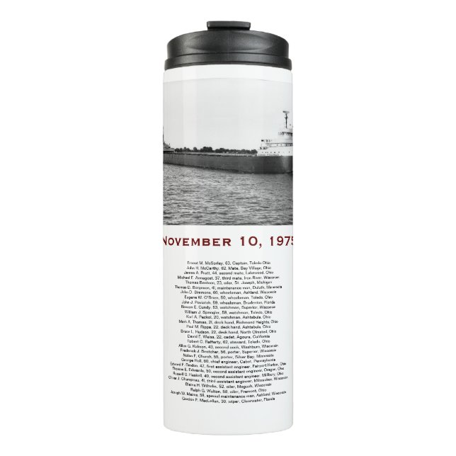 Garrafa Térmica Caneca Edmund Fitzgerald com Nomes da Tripulação (Frente)