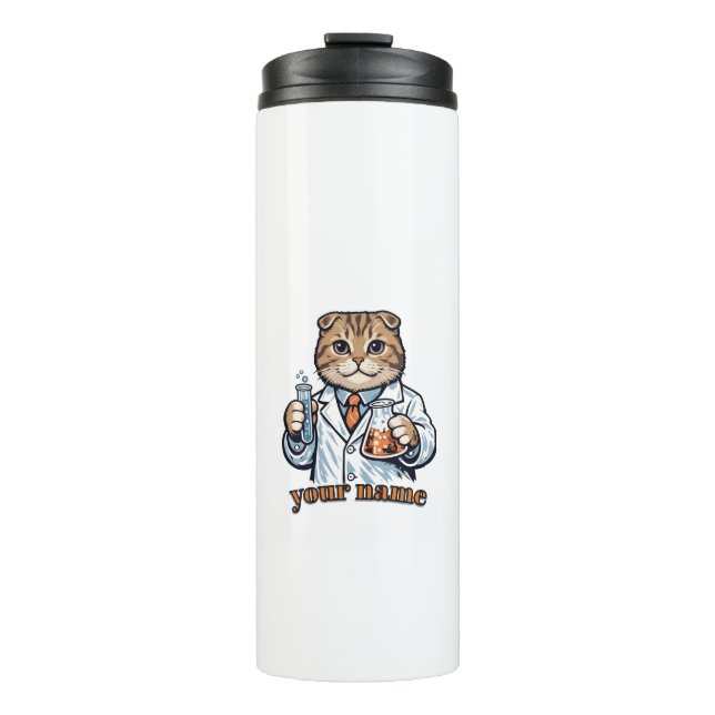 Garrafa Térmica Caneca Personalizada de Gato Scottish Fold Cientis (Frente)