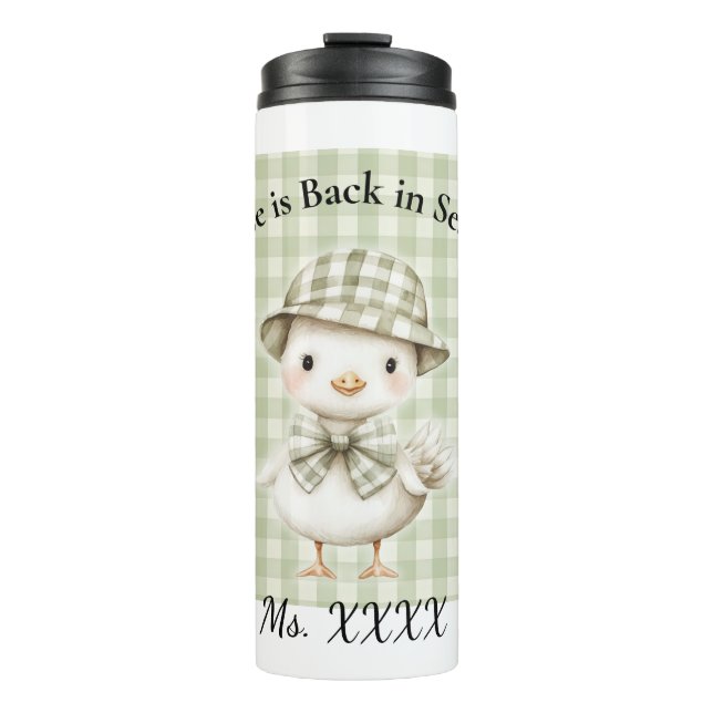 Garrafa Térmica Caneca Personalizada de Professora com Ganso Fofo (Frente)