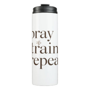 Garrafa Térmica Caneca Pray Train Repeat – Motivação Cristã para F