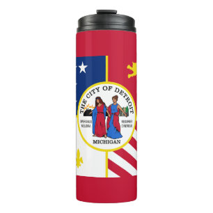 Garrafa Térmica Caneca Térmica Bandeira de Detroit, Michigan