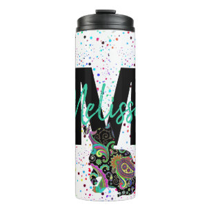 Garrafa Térmica Caneca Térmica de gato e borboleta Paisley persona